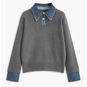 Commense 2 in 1 Panel Lapel Sweater